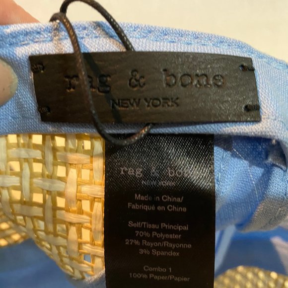 Rag & Bone Packable Visor Cap Blue Straw NEW - Picture 5 of 8